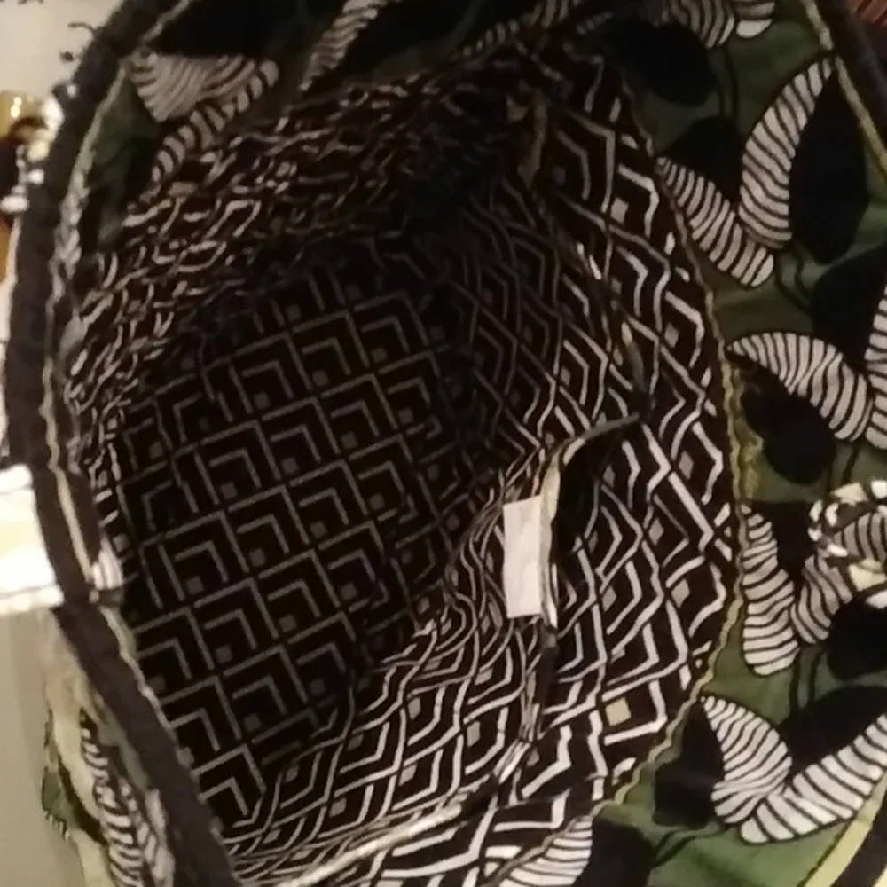 Vera Bradley Purse Handbag La Neon Rose Floral Multicolor Black White Beige